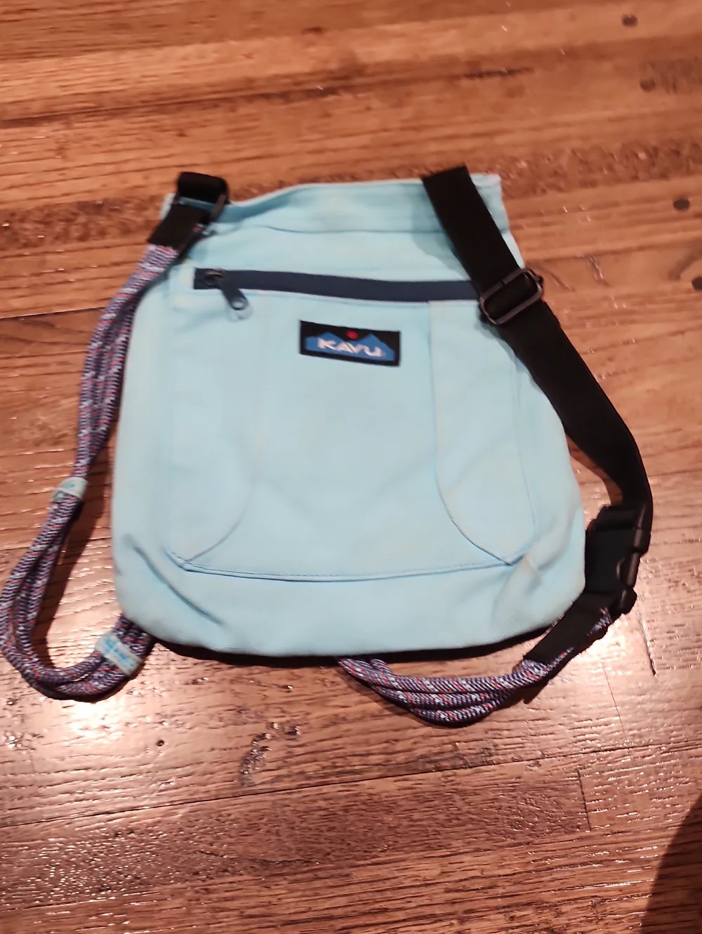 KAVU Light Blue Crossbody Sling Bag with Rope Strap